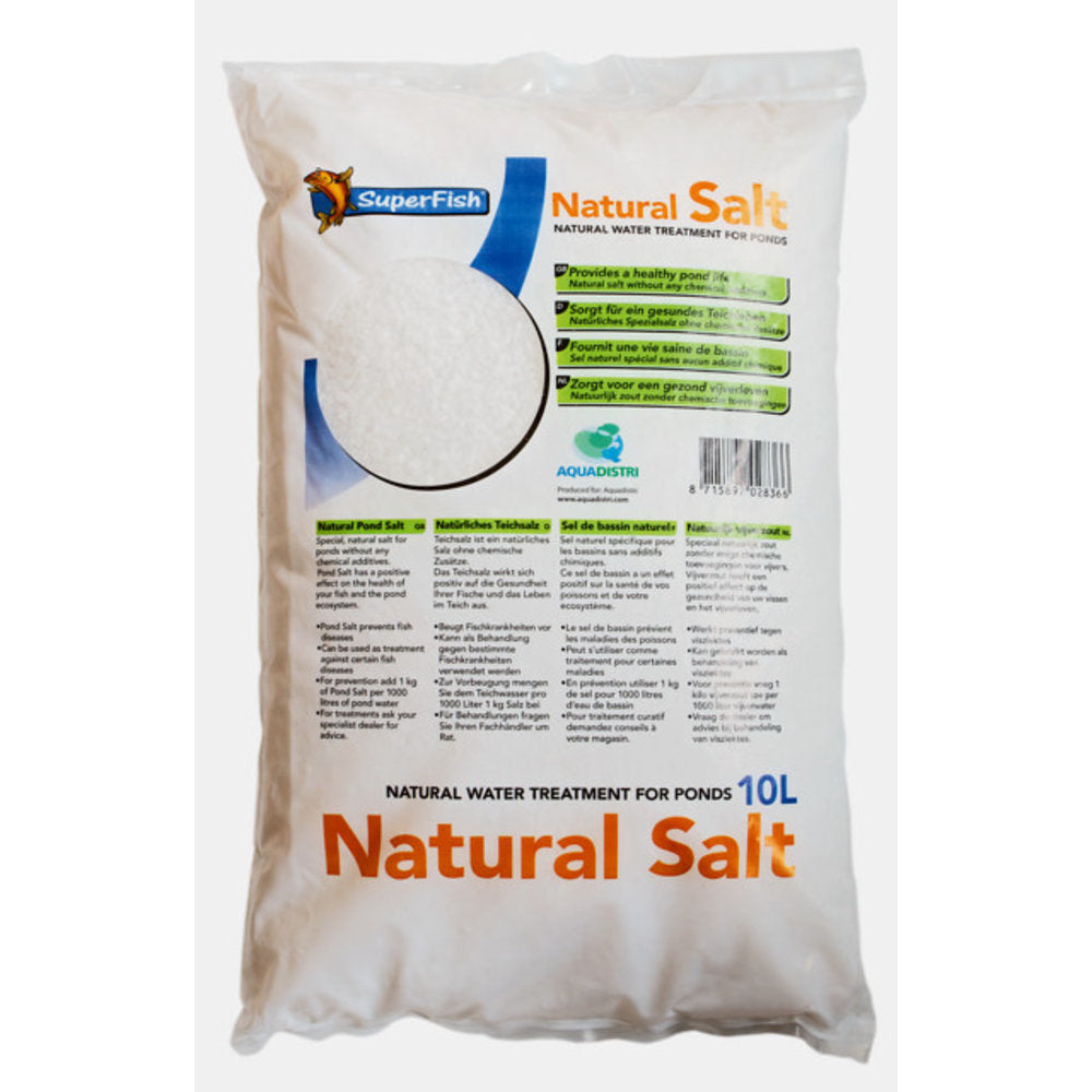 Zak SuperFish Natural Salt vijverzout van 10 liter voor de koivijver