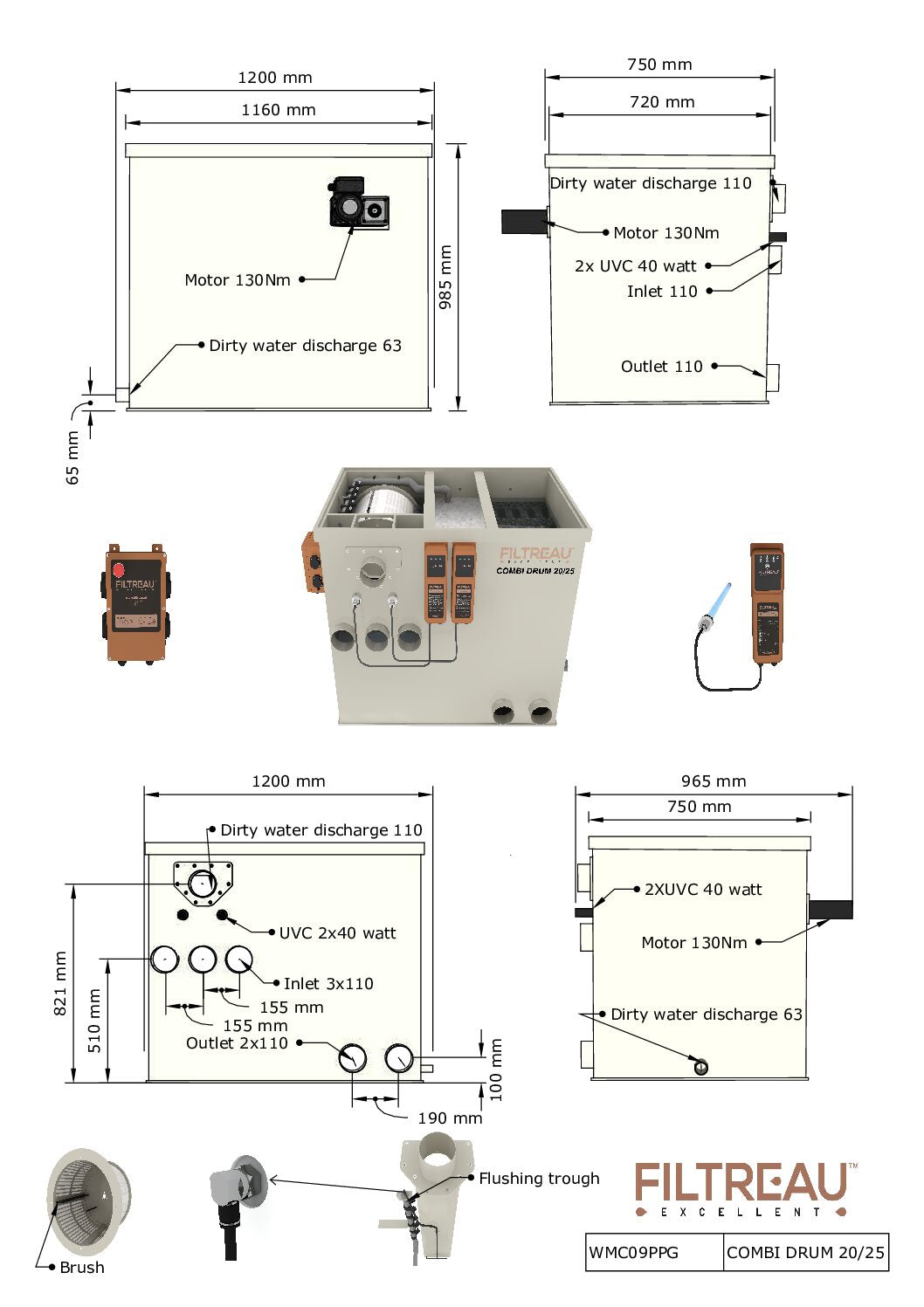Combi drum 20/25 vijver trommelfilter Filtreau – productinformatie