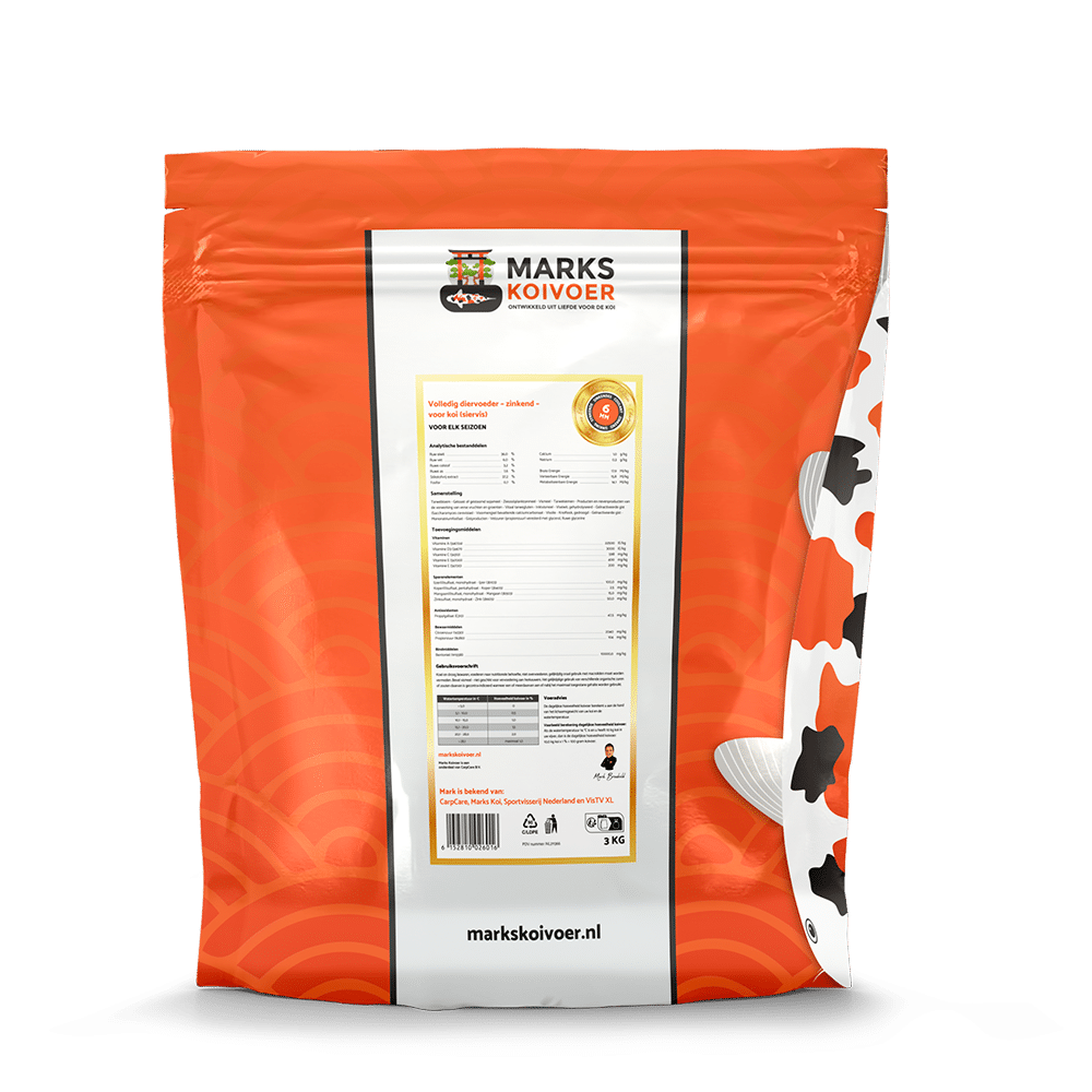 Achteretiket met voedingswaarden van Marks Koivoer Champions Edition 6 mm zinkend